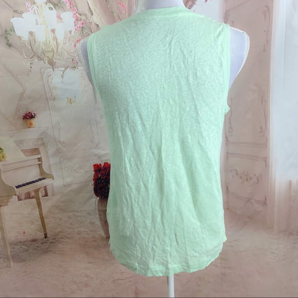 NEW J Crew Knit Good V Neck Linen Tee in Green - Picture 7 of 10